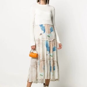 AllSaints print midi dress with crop sweater